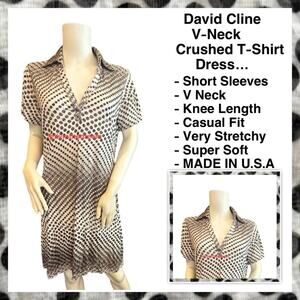 NWT David Cline V-Neck Short Sleeve T-Shirt Dress SZ Small $119